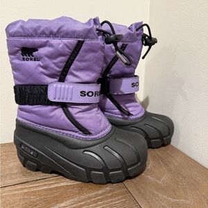 Sorel Flurry Snow Boots Toddler Girls Size 11 Purple Insulated
